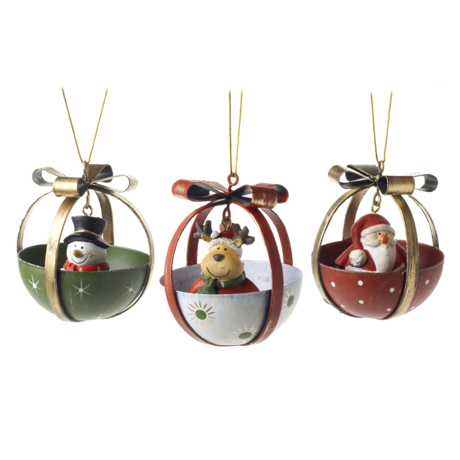 Santa Snowman & Reindeer half bells