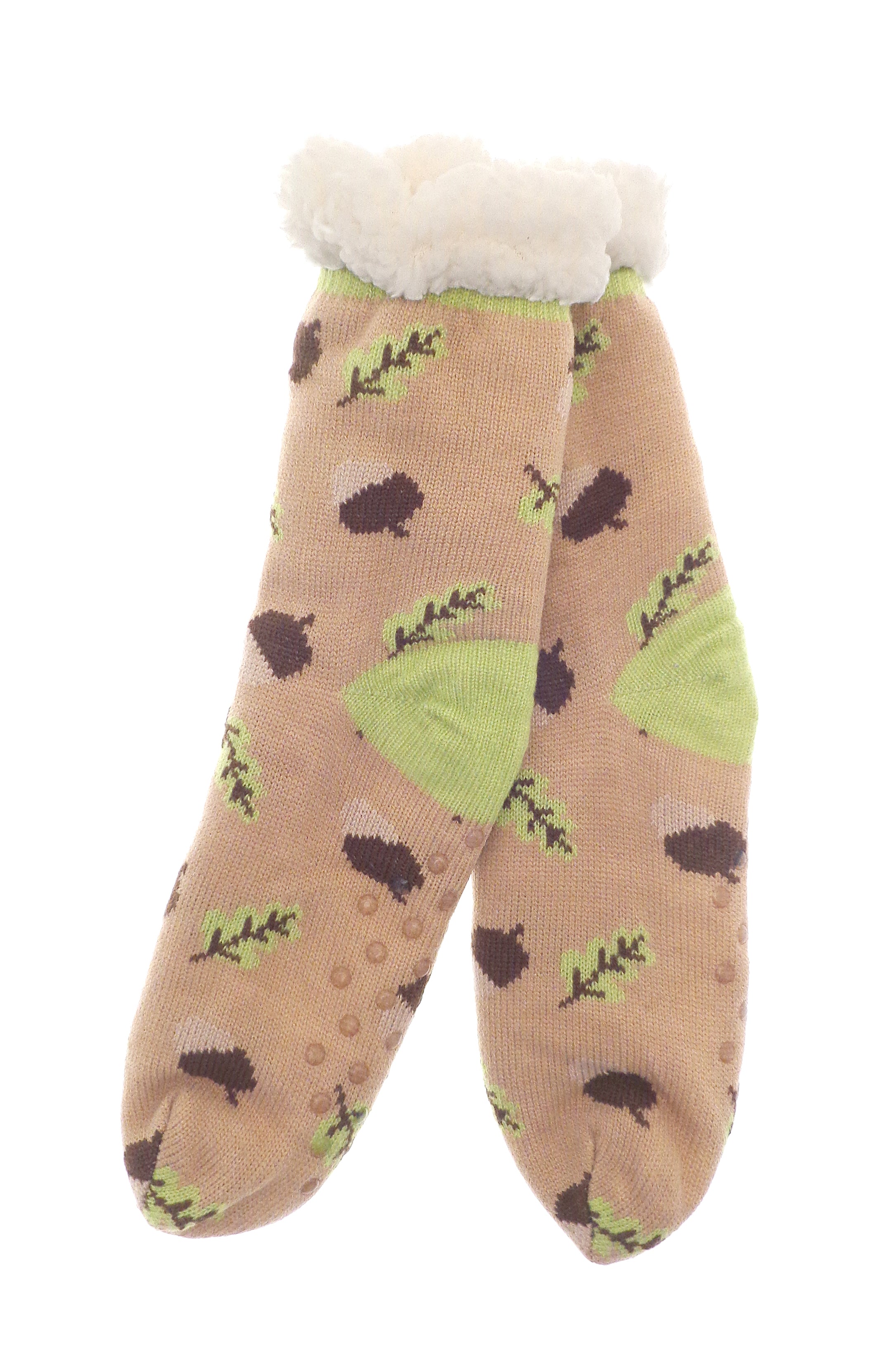 Fur Lined Slipper Socks with Grips