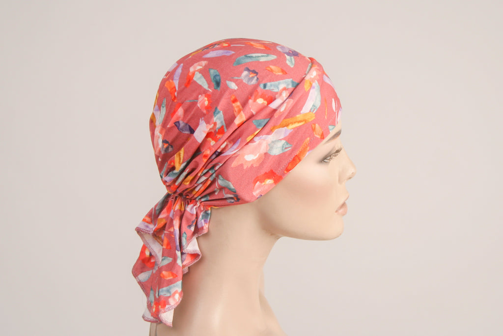 Pre-tied Jersey Bandana - Coral Bloom