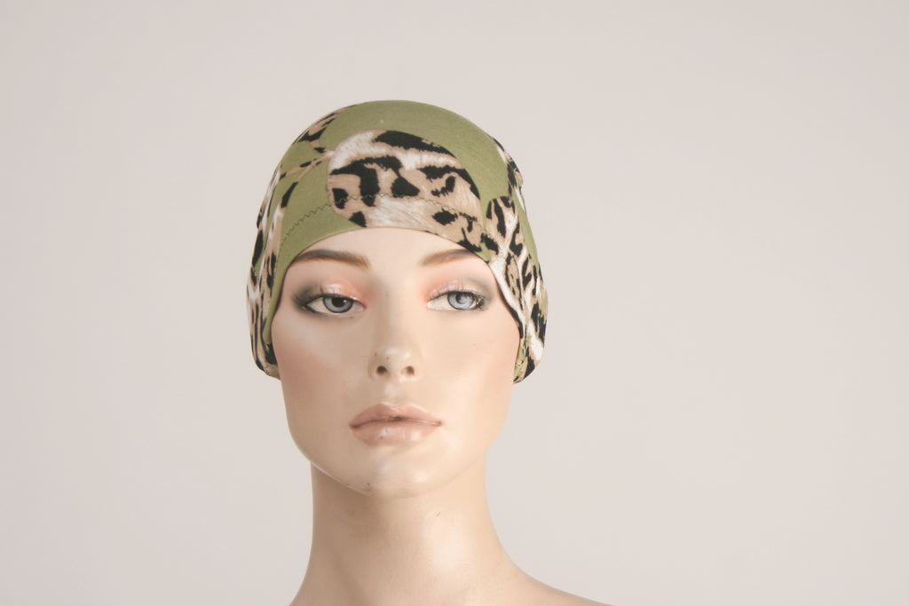 Patterned Bed Hat - Sage Leopard