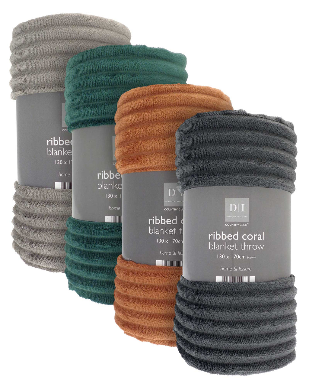 Ribbed Design Coral Blanket Throw 130 x 170cm