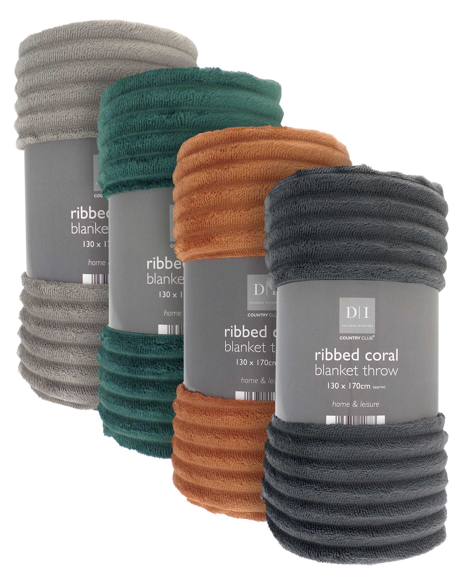 Ribbed Design Coral Blanket Throw 130 x 170cm