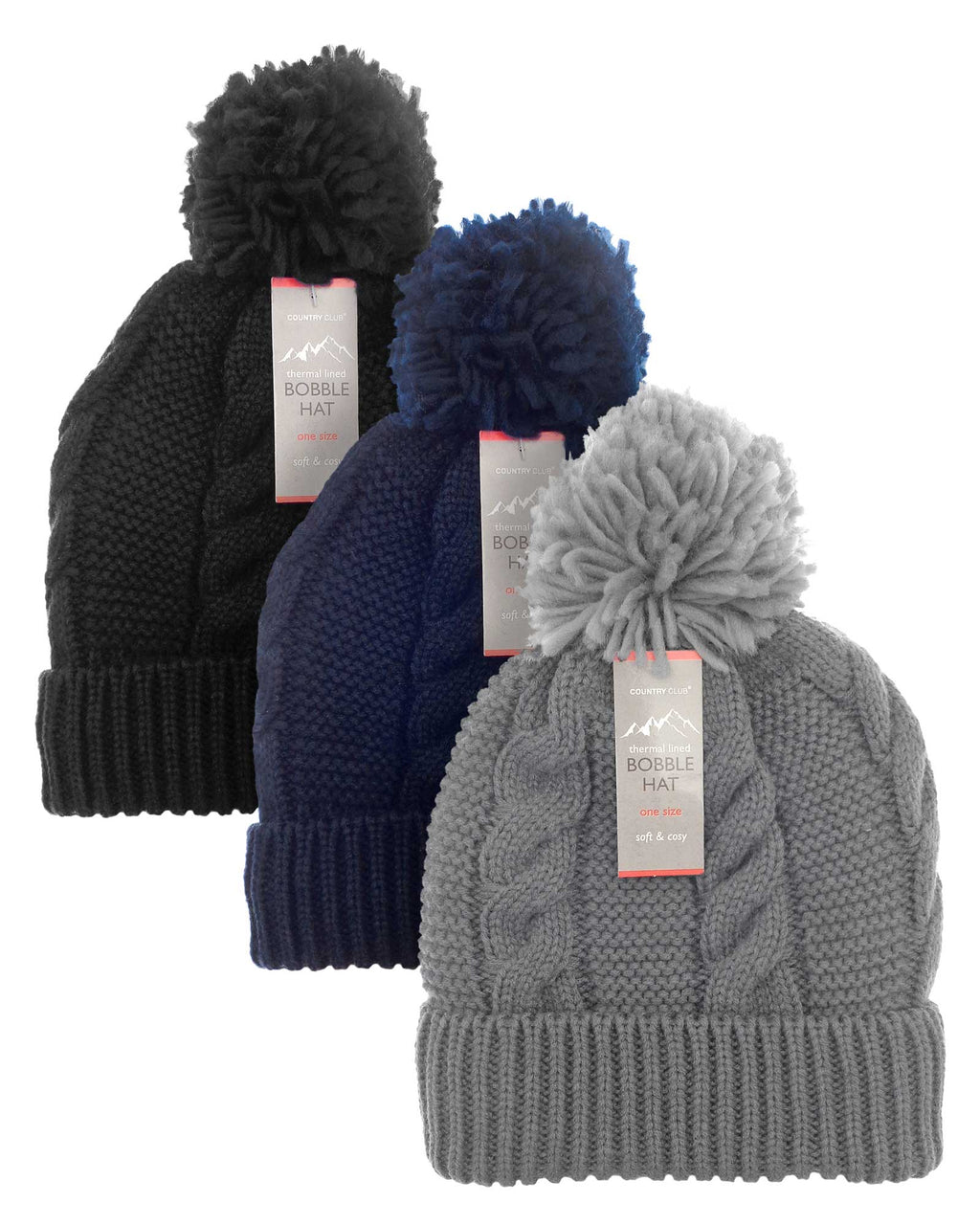 Thermal Lined Knitted Bobble Hat