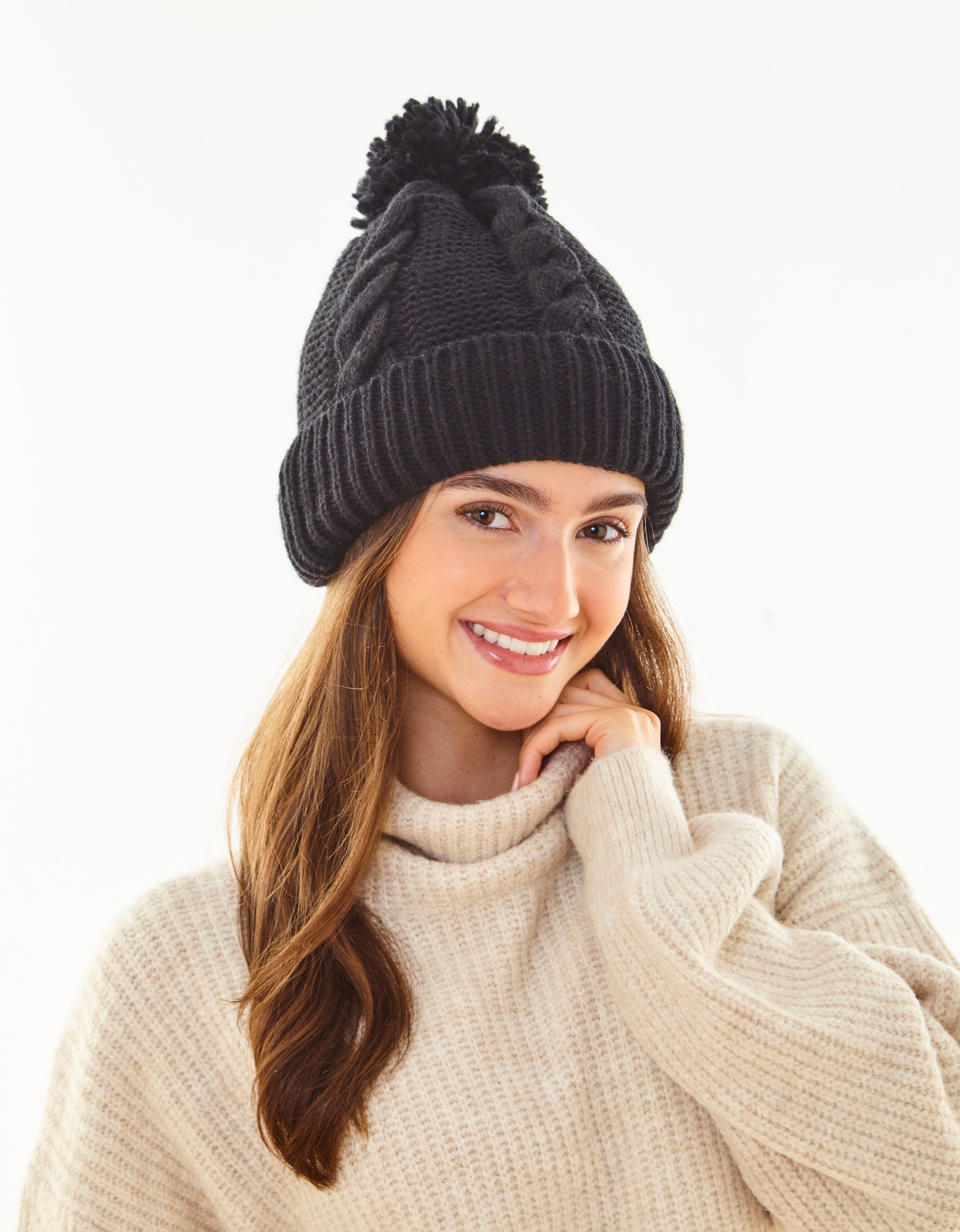 Thermal Lined Knitted Bobble Hat