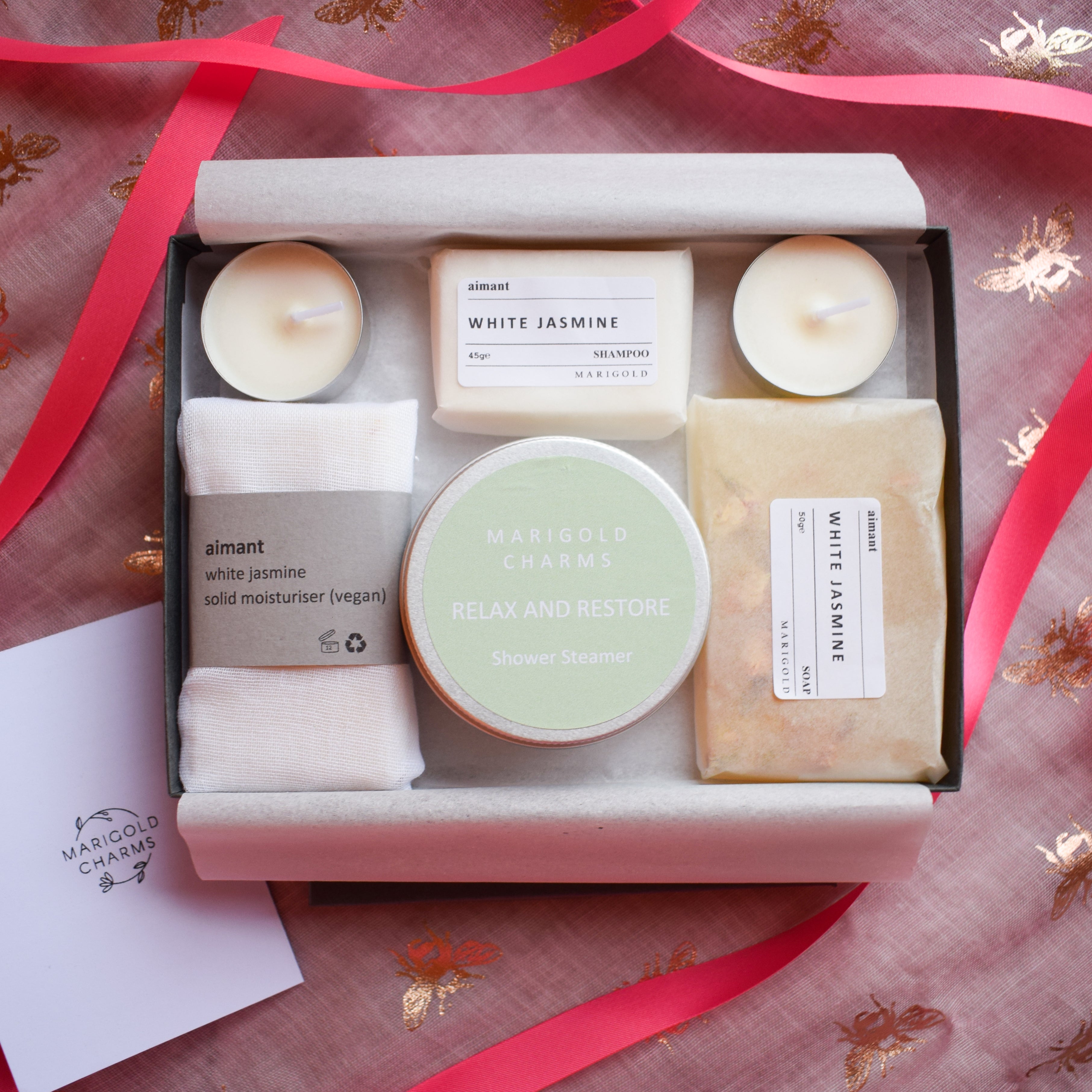 Vegan Organic Wellness Shower Spa Gift Set - White Jasmine