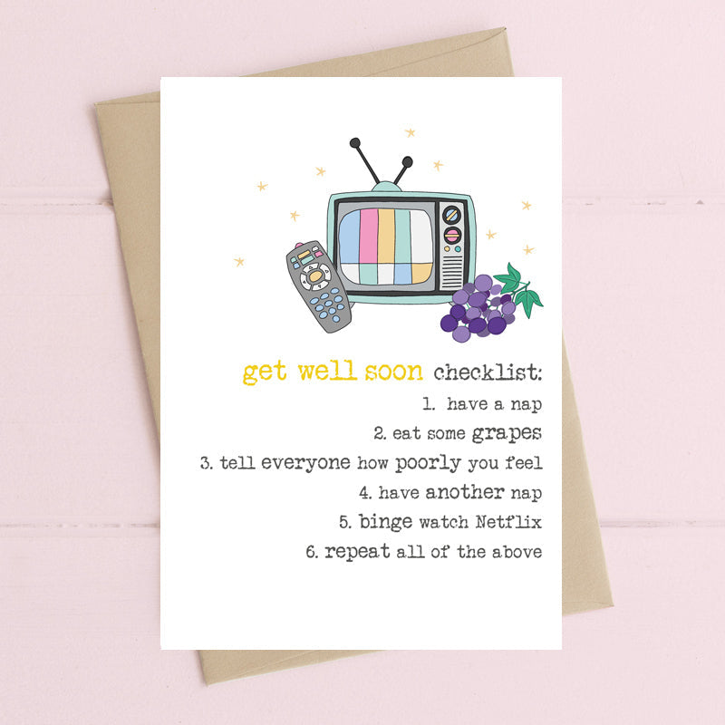 Get Well Soon Checklist Greetings Card