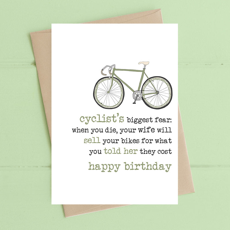 Cyclists Biggest Fear Greetings Card